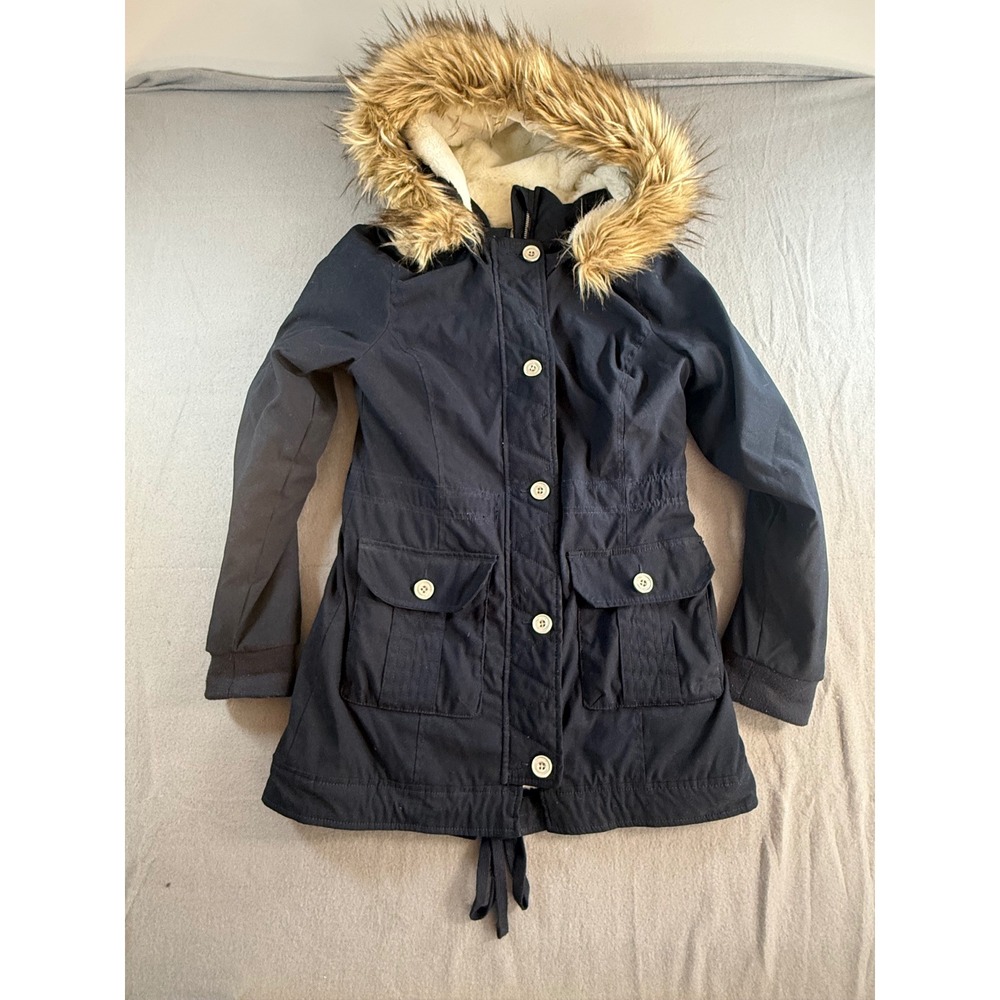 Hollister Heritage Collection Womens M Sherpa Lined Faux Fur Hood Parka Y2K